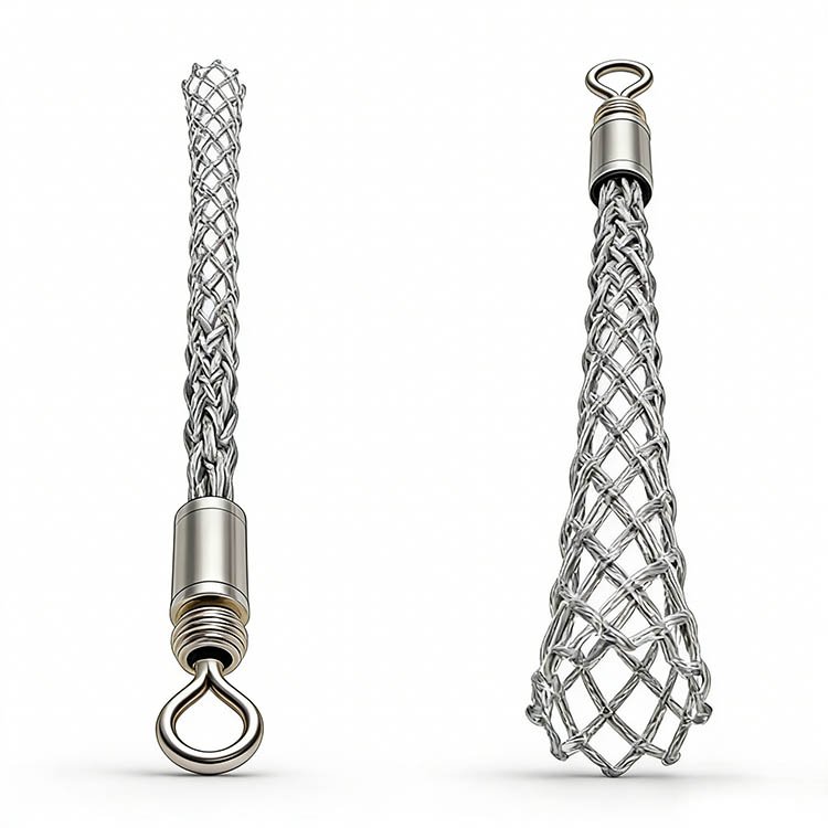 Two stainless steel fishing wire leaders with metal swivels, braided wire construction for fishing durability.