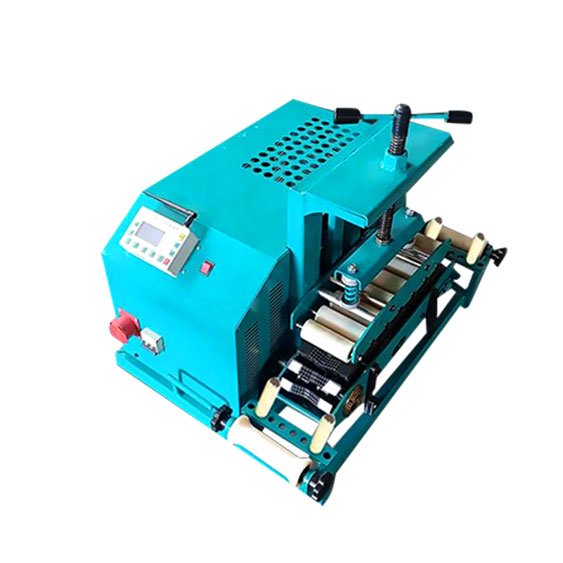 Blue electric cable pulling machine with control panel, rollers, and adjustable tension for cable installation