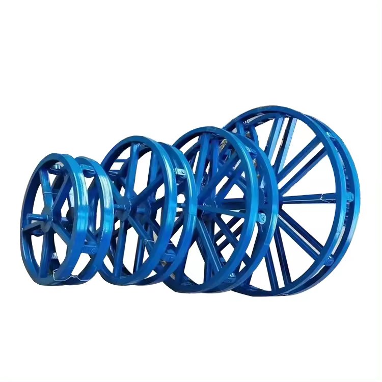 Blue heavy-duty cable reels (wire spools) in various sizes, ideal for industrial, construction, or excavator applications.