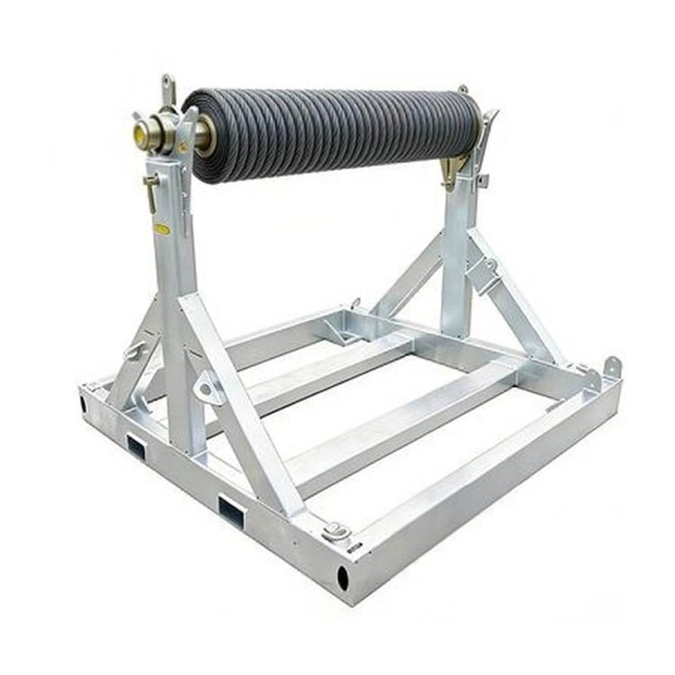 Heavy-Duty Cable Reel Stand with metal frame, adjustable spool holder, and stable base for industrial cable management