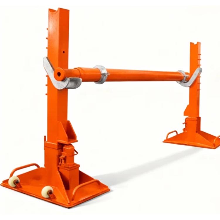 Heavy-Duty Cable Reel Stand with metal frame, adjustable spool holder, and stable base for industrial cable management