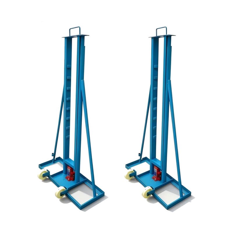 Hydraulic cable drum jack stand pair for reel lifting