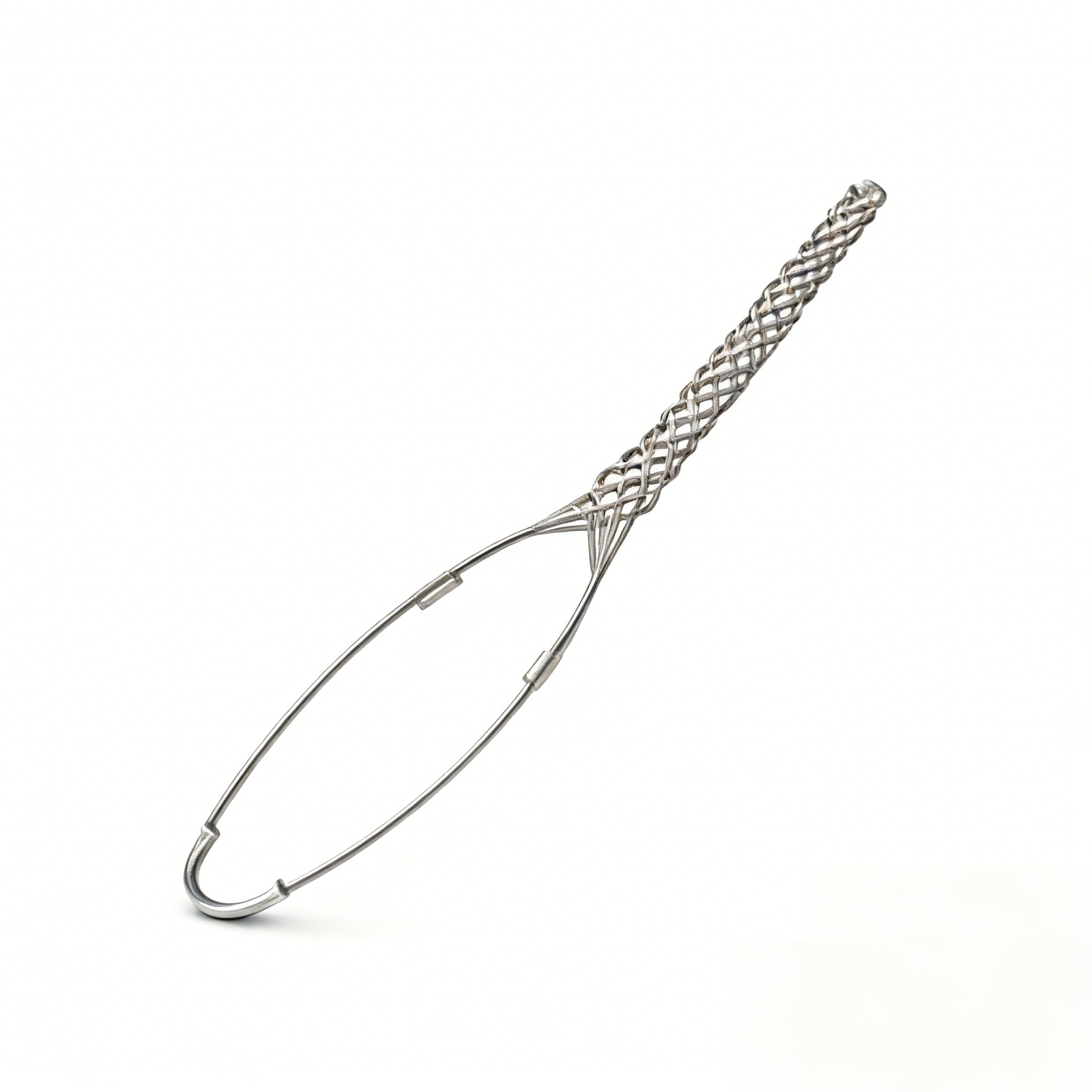 Cable Pulling Grip single eye wire mesh cable sock on white background