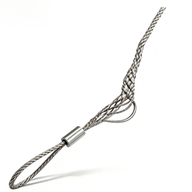 assorted wire mesh cable grips arranged in a circular product family display