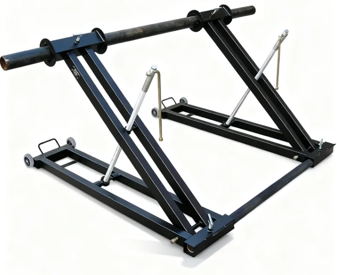 adjustable cable drum jack stand pair with spindle bar