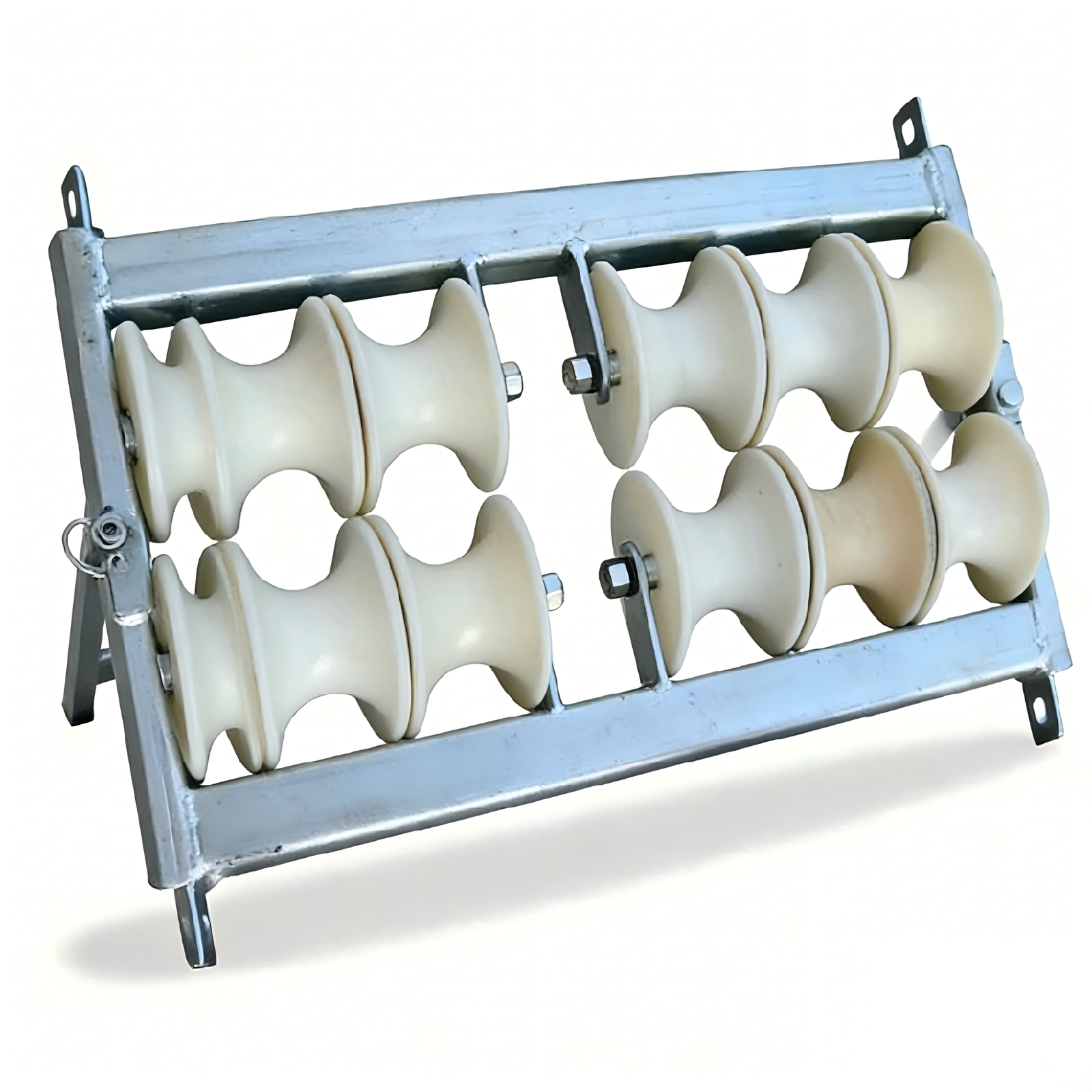 multi-roller pithead cable roller with galvanized steel frame