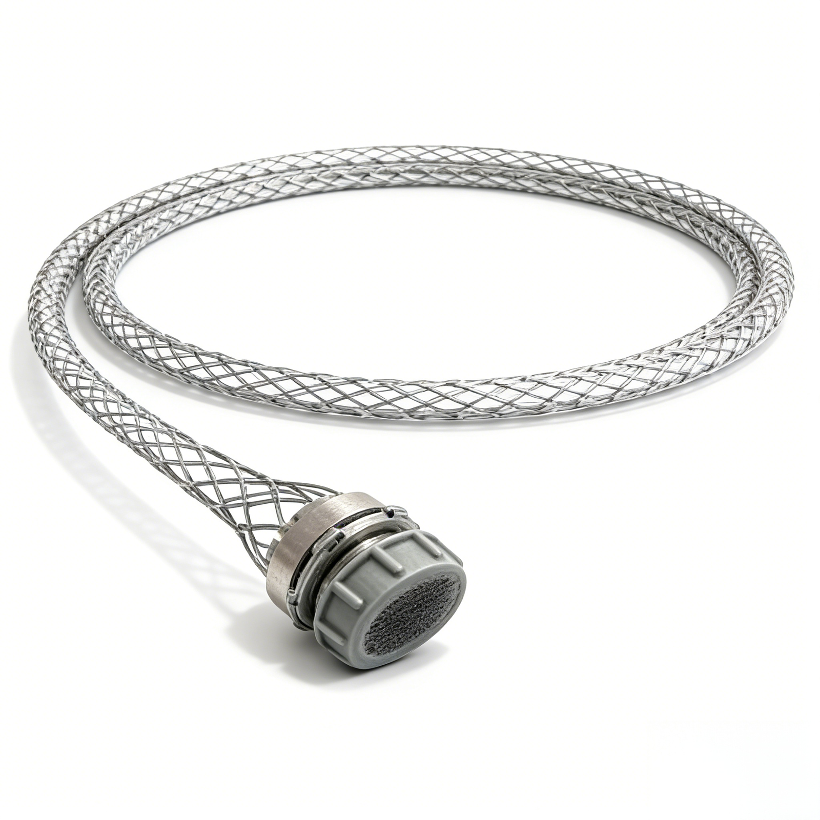 double eye cable pulling grip braided mesh sock on white background