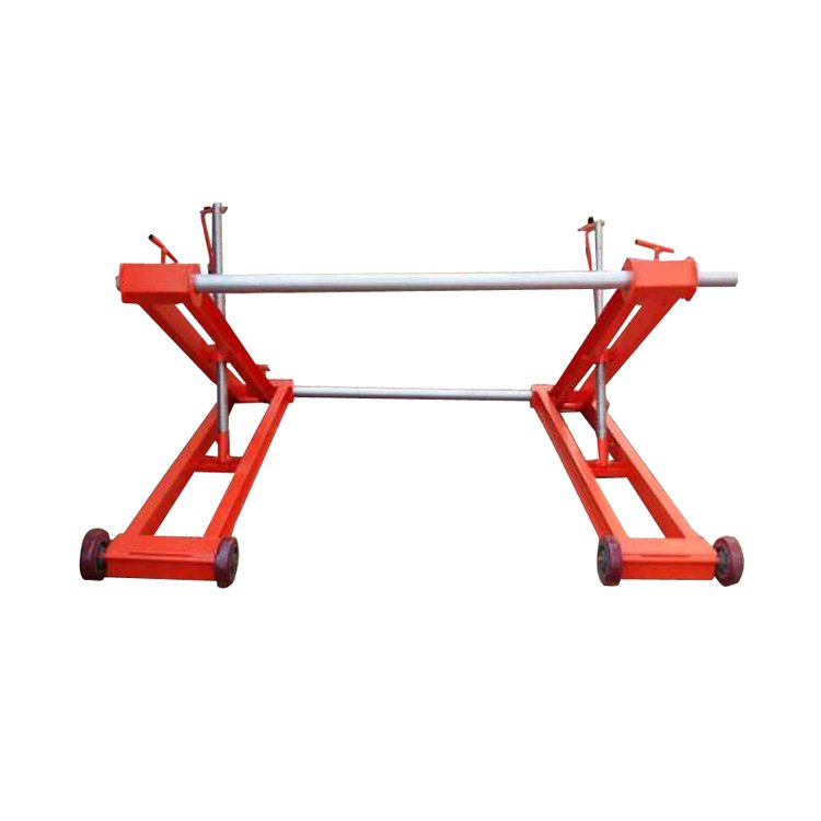 cable reel stand front view with twin support frame