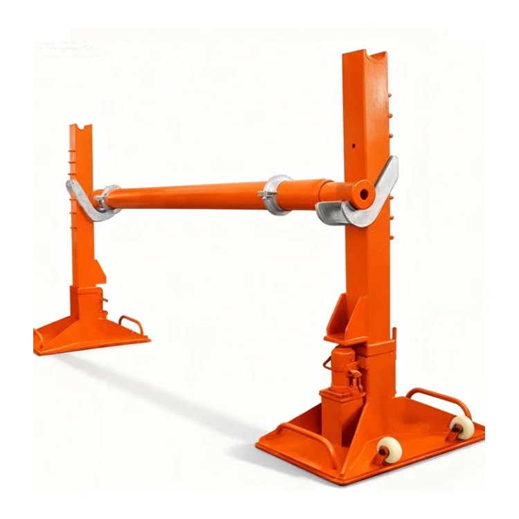 Cable Reel Stand with adjustable support bar on white background