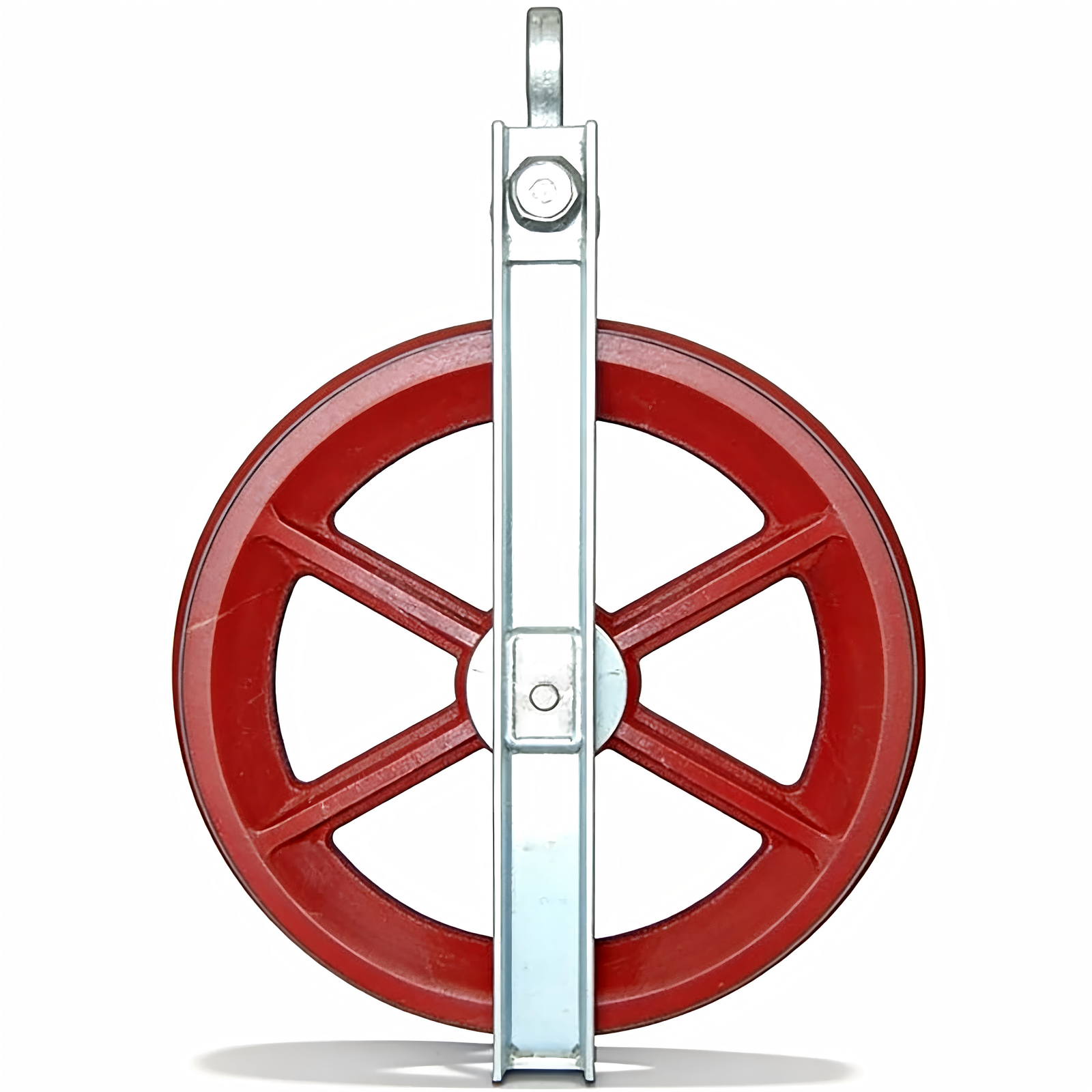 Cable Stringing Pulley Block front view with centered pulley wheel