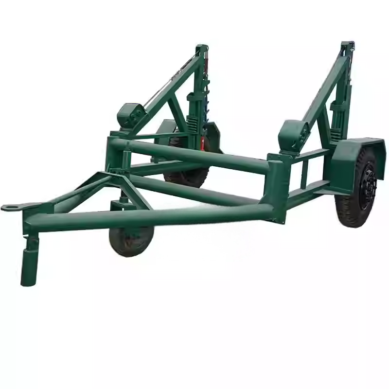 green Cable Reel Trailer for cable drum transport