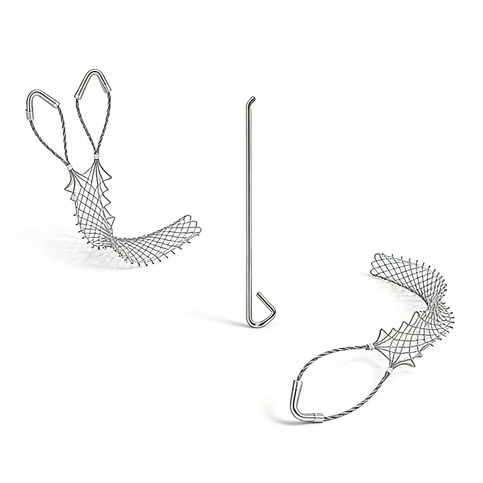 Single eye cable grip set with guide rod on white background