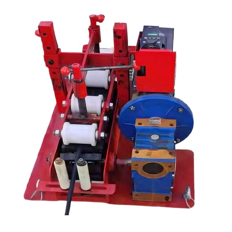 Side view of cable laying machine with roller path and drive unit