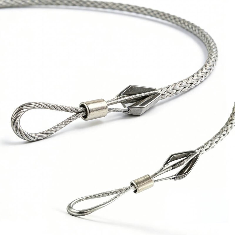 single eye cable grip braided mesh cable pulling grip