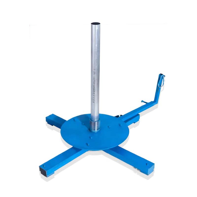 Cable reel stand with central shaft and support arm for drum pay-off