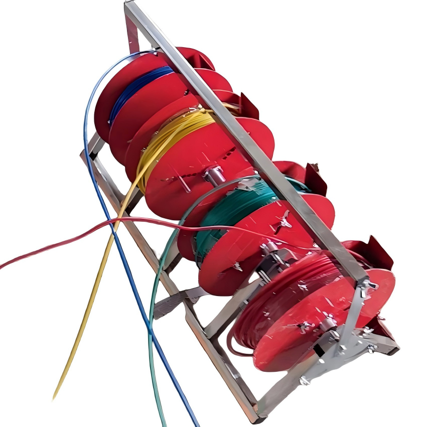 Multi-Spool Cable Dispenser loaded with wires for organized cable feed