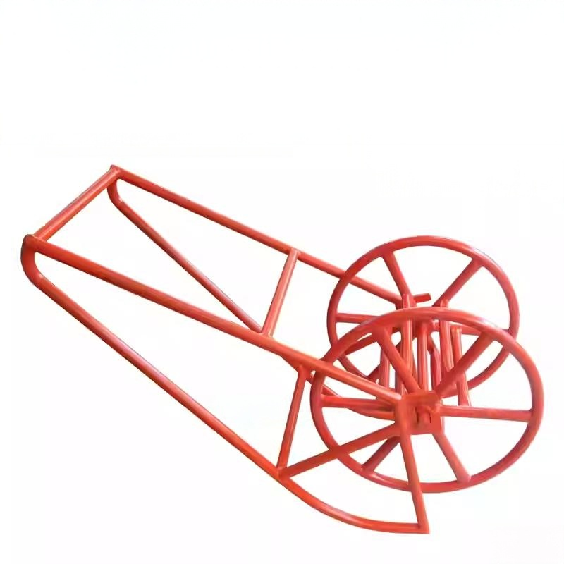 angled view of wire reel jack stand for controlled pay-out