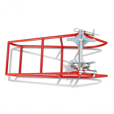 top side view of cable drum stand for reel support