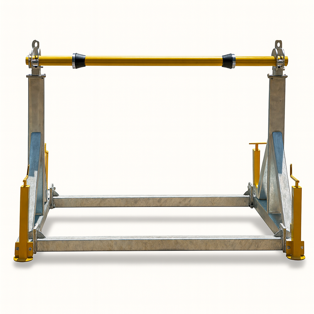 cable reel stand front view for cable drum pay-off