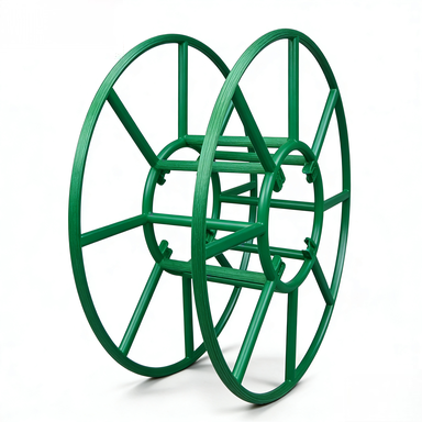 green structural steel spoke reel for cable winding