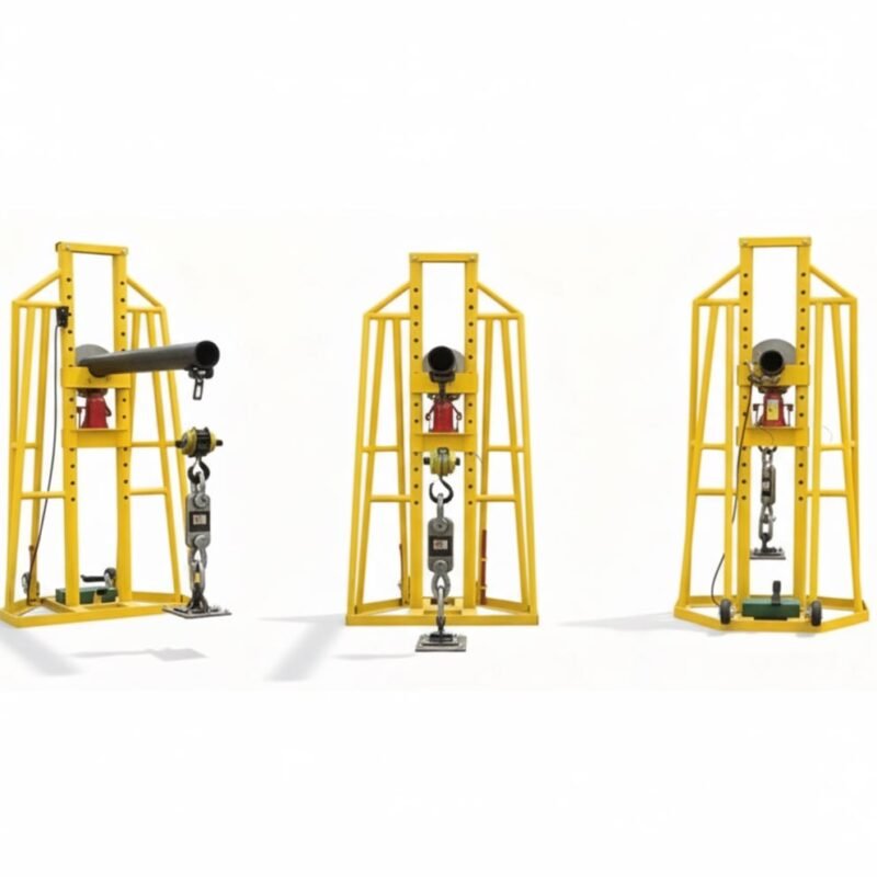 Cable drum lifting jack twin units on neutral background
