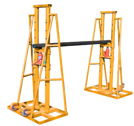 cable drum lifting jack pair in upright position