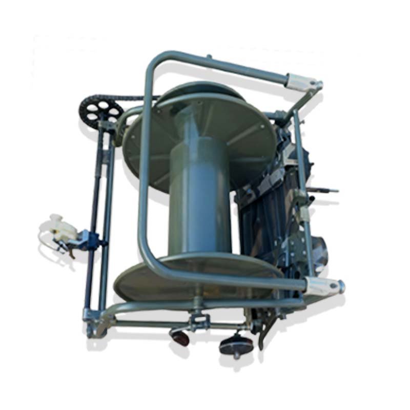 multi-function fiber optic reel with manual crank and guide mechanism