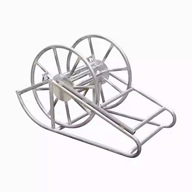 silver cable reel stand for reel lifting and pay-out