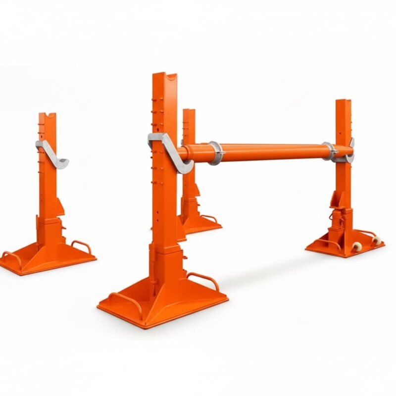hydraulic cable drum stand with lifting shaft on white background