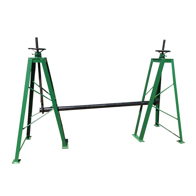 cable drum trestle with support shaft for reel handling