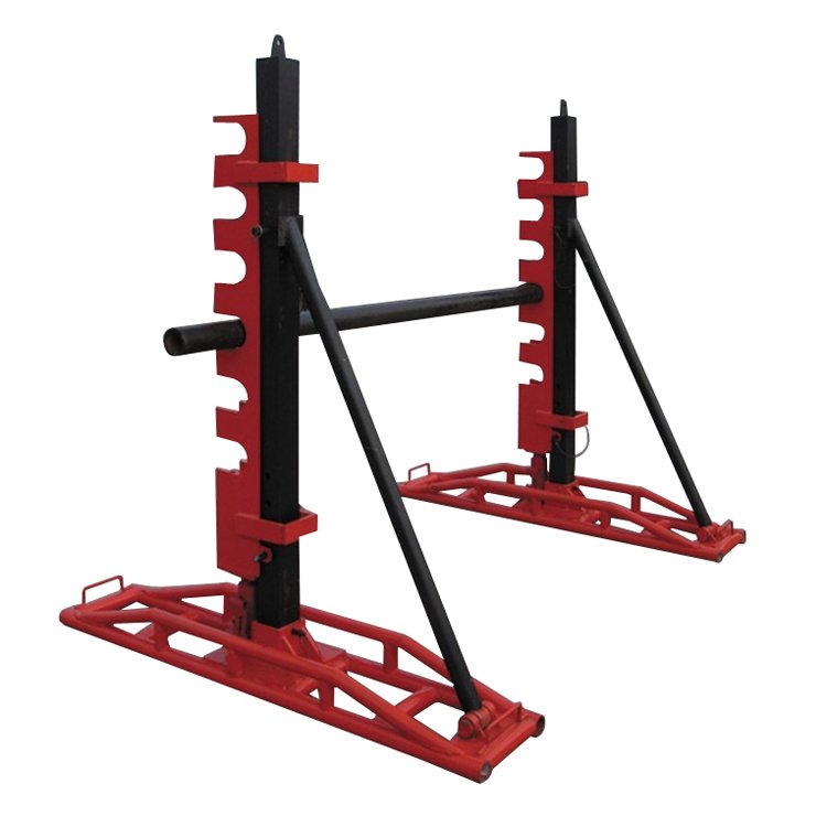 Pay-off cable reel stand pair for conductor reel handling and smooth unwinding