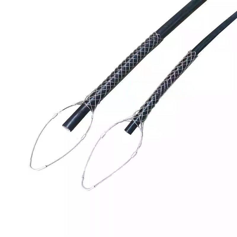 Wire Mesh Pulling Grip installed on cable jacket