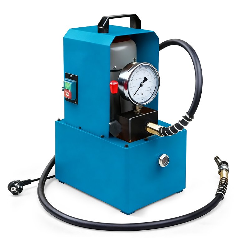 Electric Hydraulic Pump with pressure gauge and hose for portable industrial work