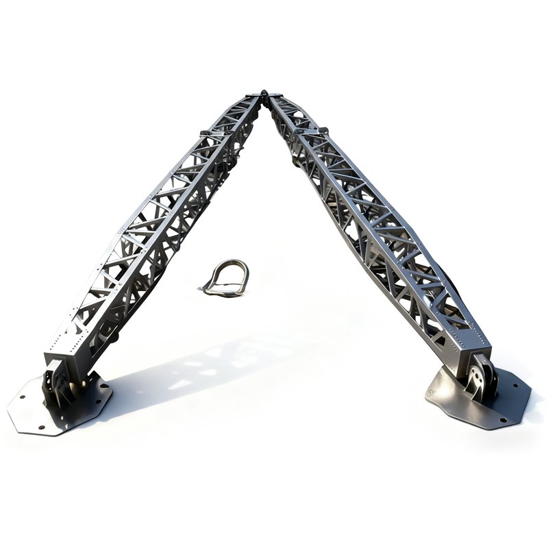 Tower Erection Gin Pole front view with support arms and base plates