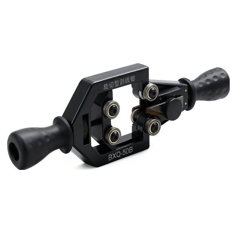 Rotary cable stripper side view round cable tool