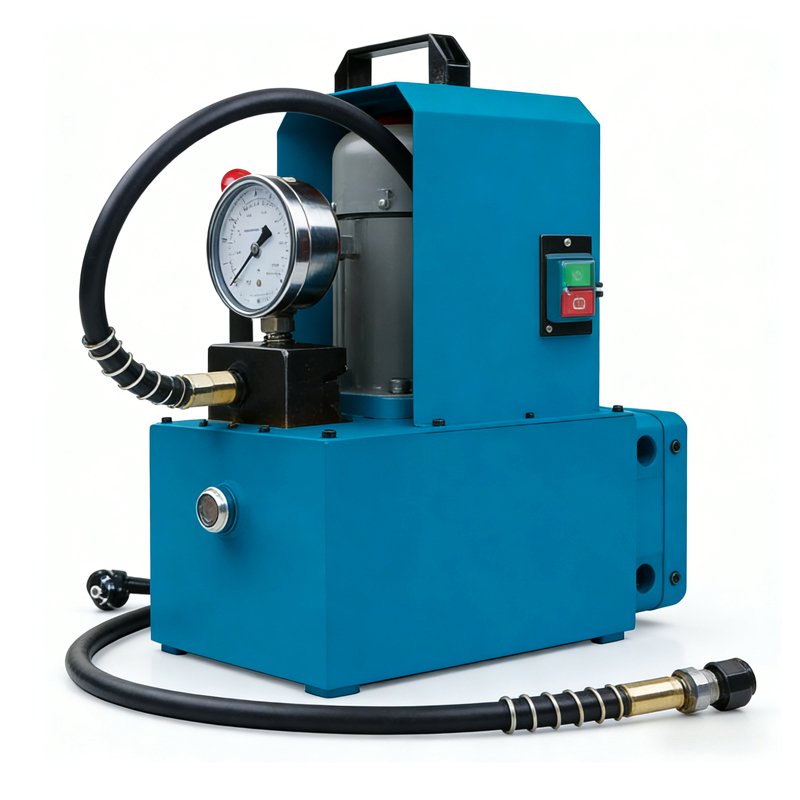 Electric Hydraulic Pump with pressure gauge and hose for portable industrial work