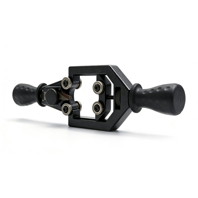 Rotary cable stripper front angled hand tool