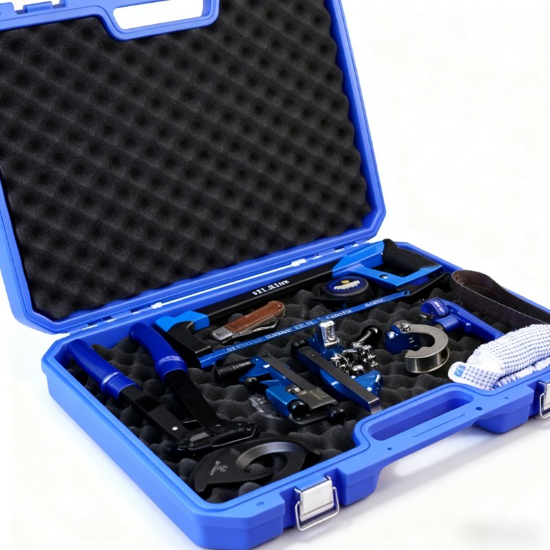 Close-up of Tool Kit for Cable Jointers with organized working tools