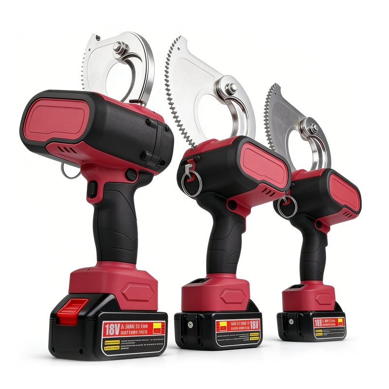 Cordless cable cutters with open cutting heads displayed on a white background