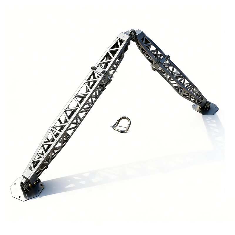 Tower Erection Gin Pole angled view showing support structure and base plates