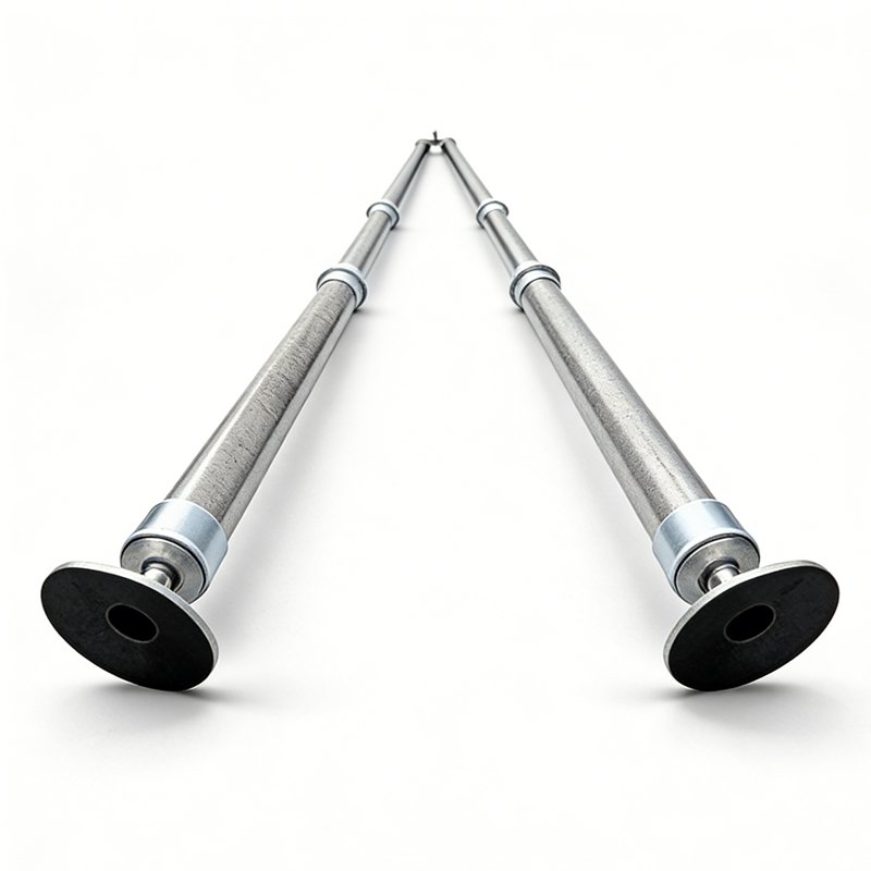 base detail of A-Shape Tubular Gin Pole with tubular legs and foot pads