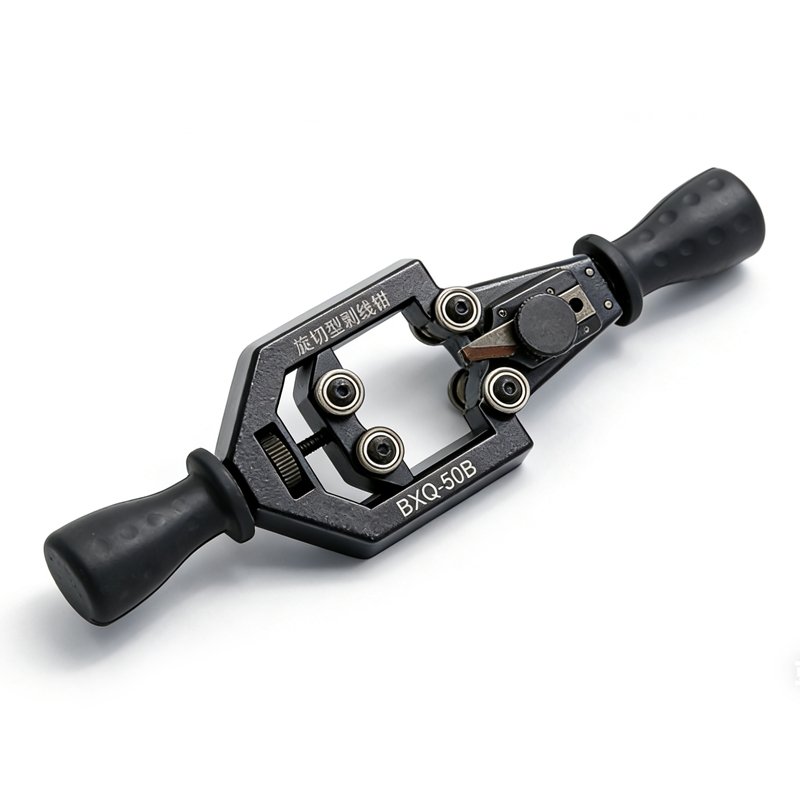 Rotary cable stripper side view round cable tool