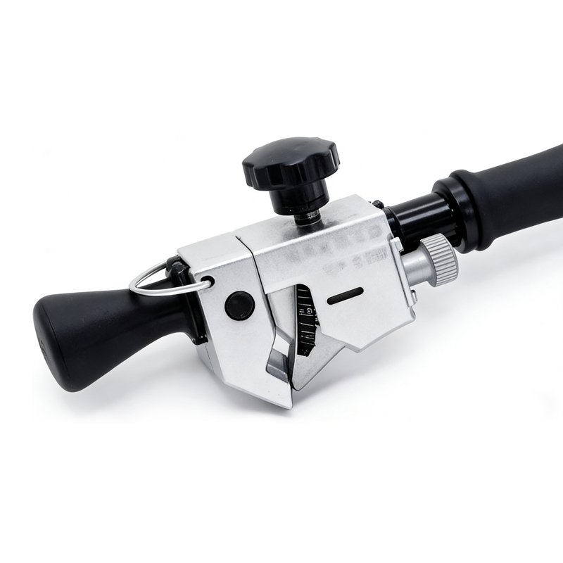 Round Cable Jacket Stripper angled side view with grip and adjustment section