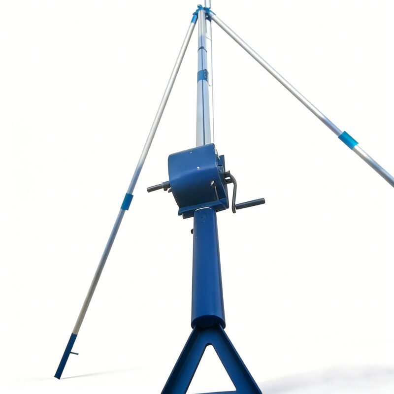 Tripod gin pole angled view for field lifting applications