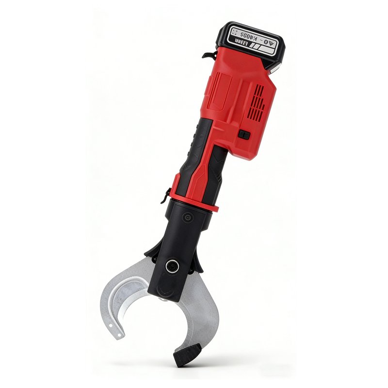 Cordless hydraulic cable cutter reverse angle product photo