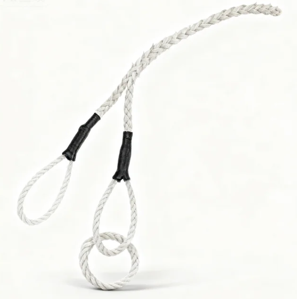 braided cable pulling grip with double eye loops and reinforced black sleeves