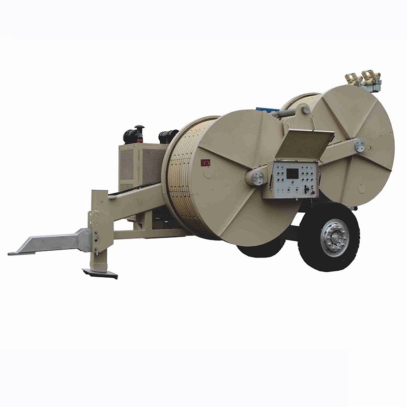 Cable line tensioner trailer machine for installation control