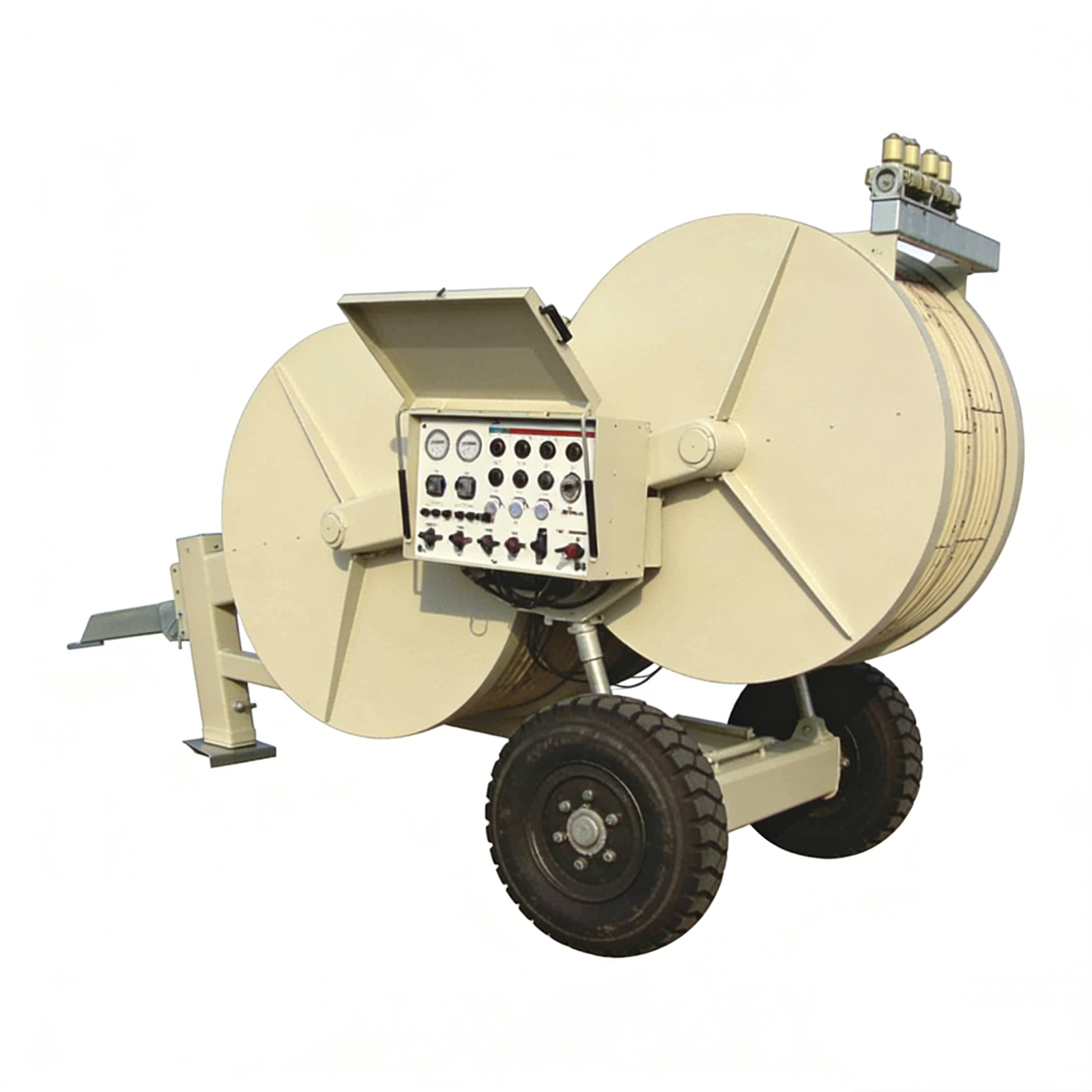 Transmission Line Tensioner trailer-mounted dual reel machine for long-span stringing