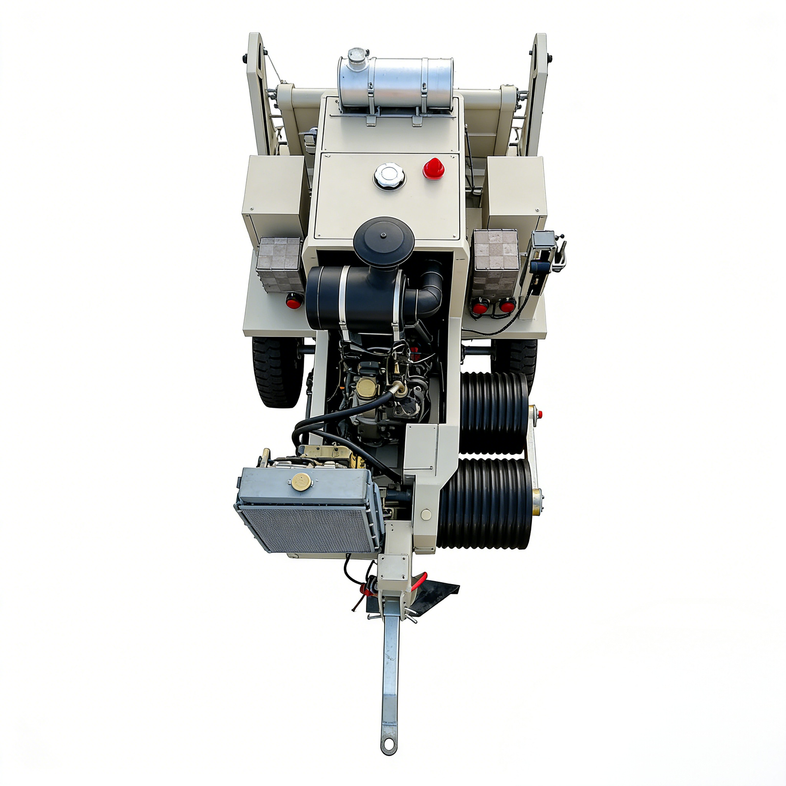 Transmission line tensioner front view for demanding stringing projects