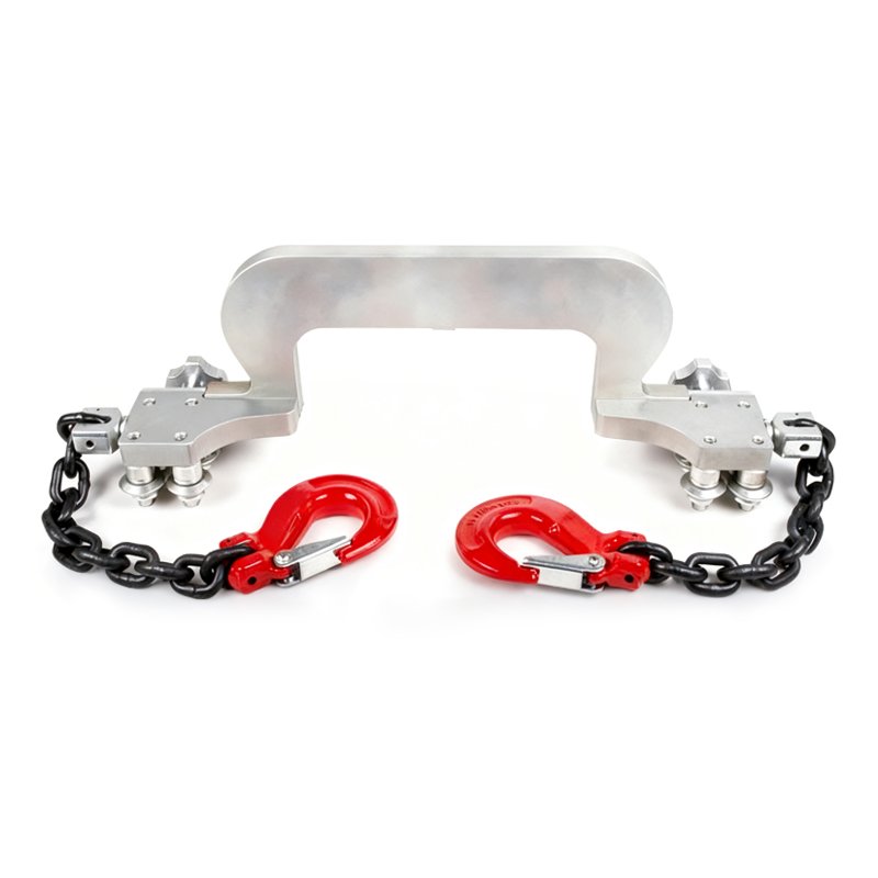 Flexible busbar straightening tool front view with chain hooks